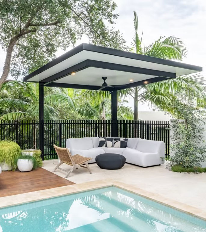 Poolside pergola cabana